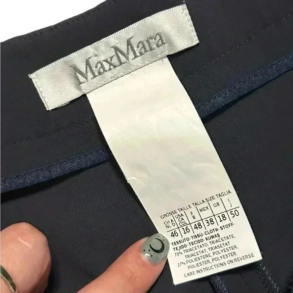 MaxMara Classic Navy Women's Wide Pants - Picture 4 of 5